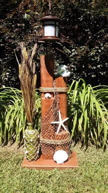 Charming Nautical Outdoor Decor with Lantern and Starfish