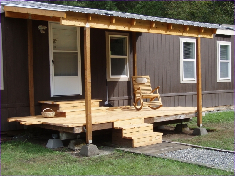 Charming Wooden Front Porch for Mobile Homes