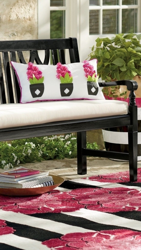 Chic Spring Porch Pillow with Floral Accents