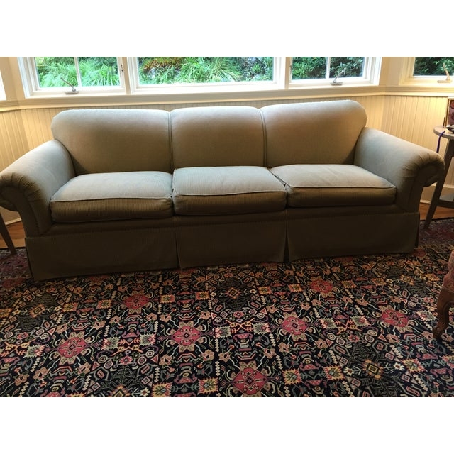 Classic Neutral Rolled Arm Sofa with Skirt