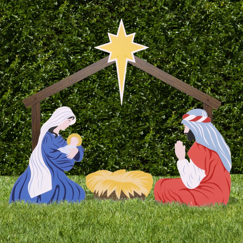 Classic Outdoor Yard Nativity Set with Star