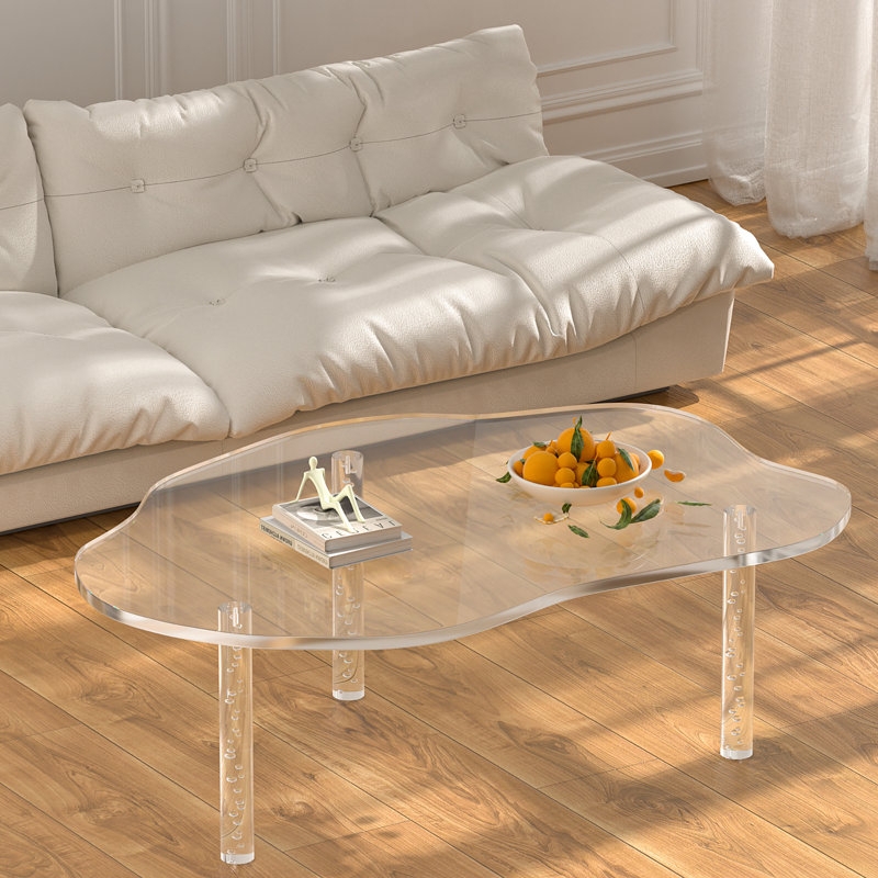 Clear Resin Cloud-Shaped Coffee Table with Acrylic Legs