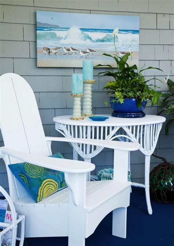 Coastal Outdoor Patio with White Adirondack Chair