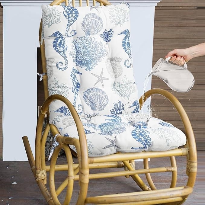 Coastal-Themed Cushions for Old Fashioned Rocking Chairs