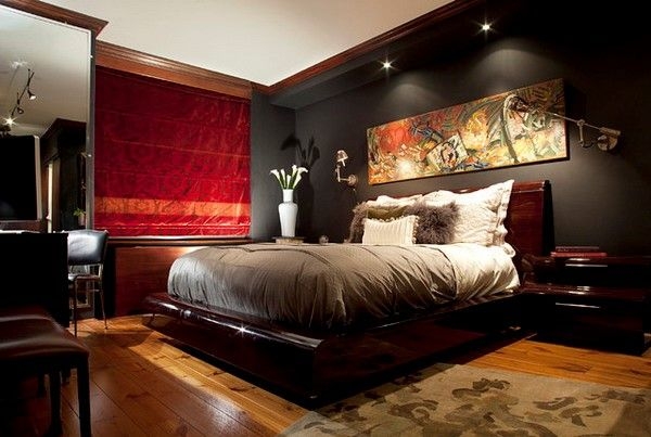 colorful art paintings | Bedroom interior, Masculine bedroom design ...