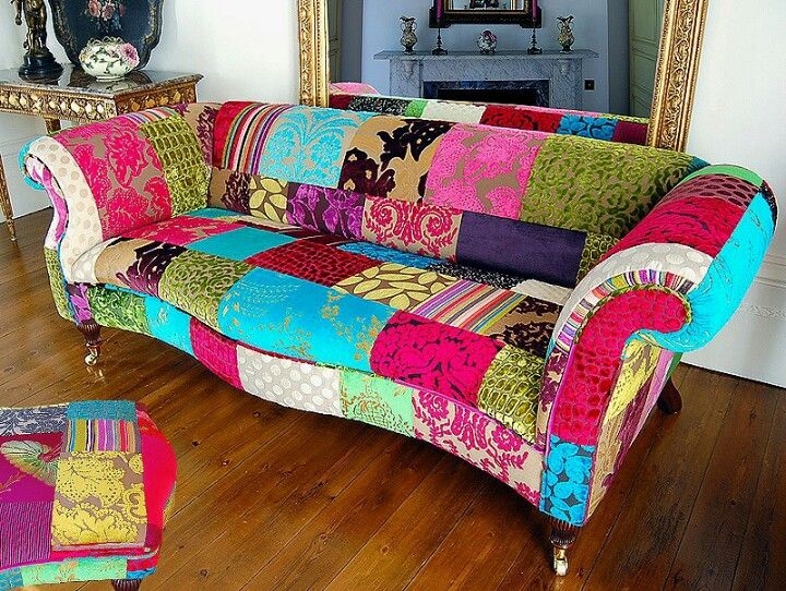 Colorful Bohemian Patchwork Sofa for Eclectic Living Rooms