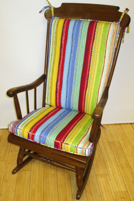 Colorful Custom Cushions for Antique Rocking Chair