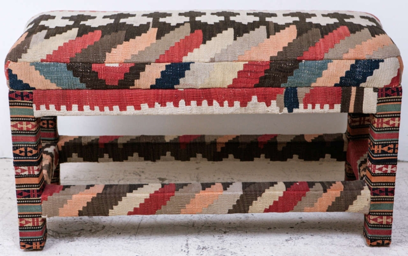 Colorful Kilim Upholstered Decorative Bench
