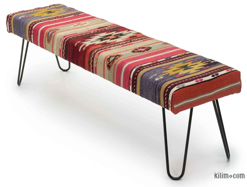 Colorful Kilim Upholstered Modern Bench