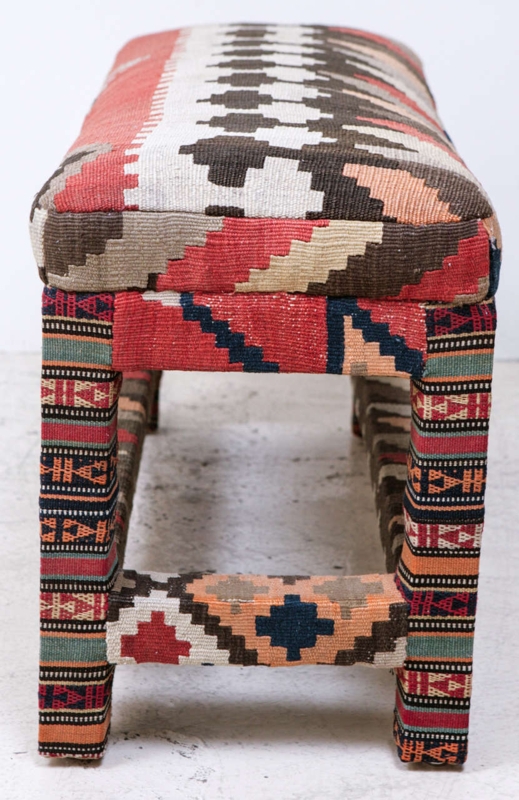 Colorful Kilim Upholstered Patterned Bench
