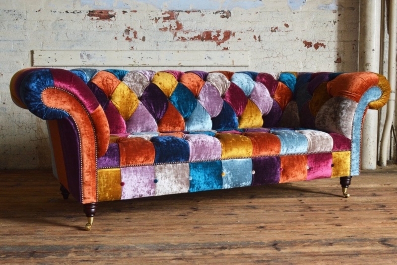 Colorful Patchwork Chesterfield Sofa in Velvet