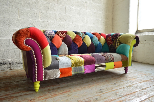 Colorful Patchwork Chesterfield Sofa with Modern Flair