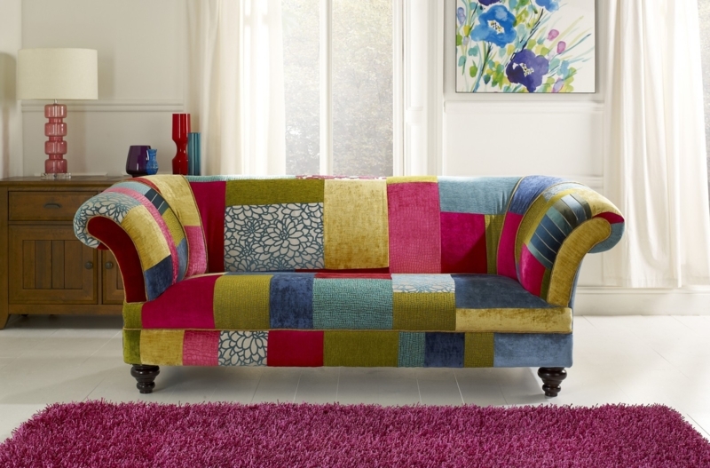 Colorful Patchwork English Chesterfield Sofa
