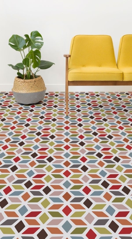 Colorful Retro Vinyl Flooring Patterns for Interiors