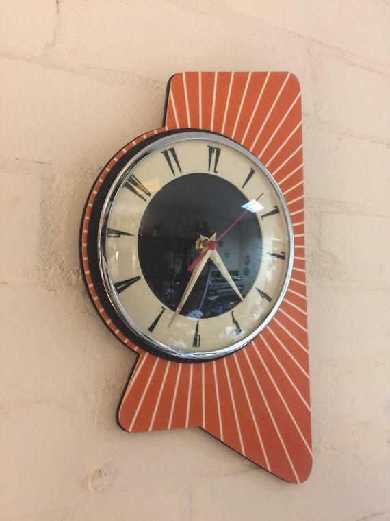 Colour Etched Lucite Formica Wall Clock From Royale Midcentury Atomic ...