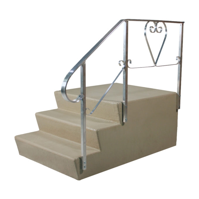 Compact Fiberglass Mobile Home Steps with Metal Railings