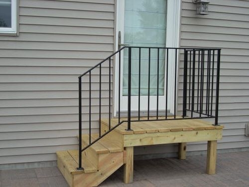 Compact Wooden Mobile Home Stairs with Metal Handrail