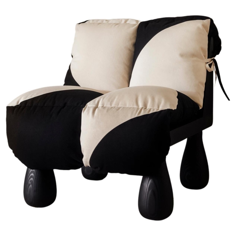 Contemporary Black and White Upholstered Nap Chair