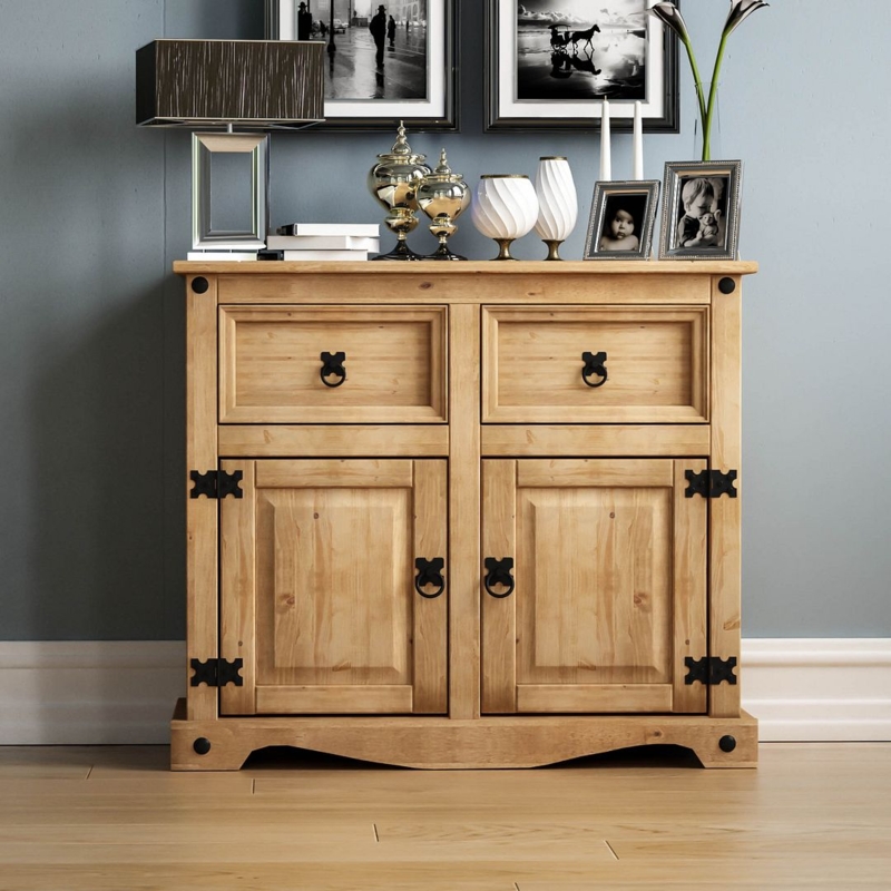 Corona Solid Pine Sideboard with Doors and Drawers