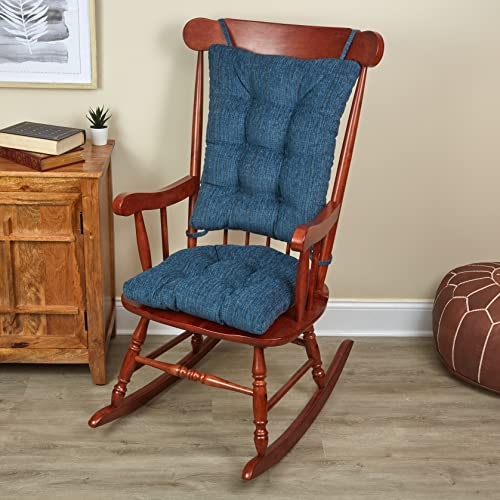 Cozy Blue Cushions for Classic Wooden Rocking Chair