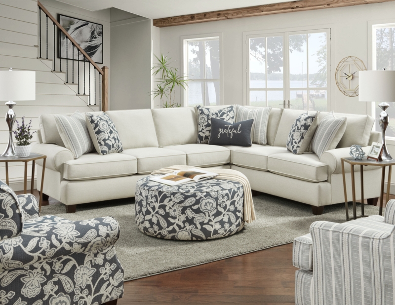 Cozy Neutral Living Room with Patterned Upholstery