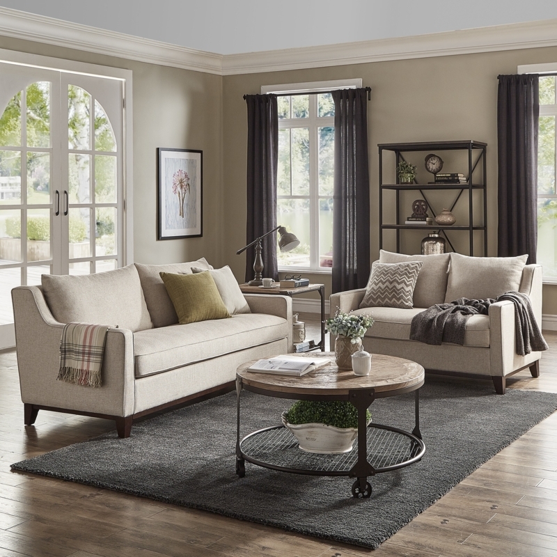 Cozy Oatmeal Colored Couch Living Room Design
