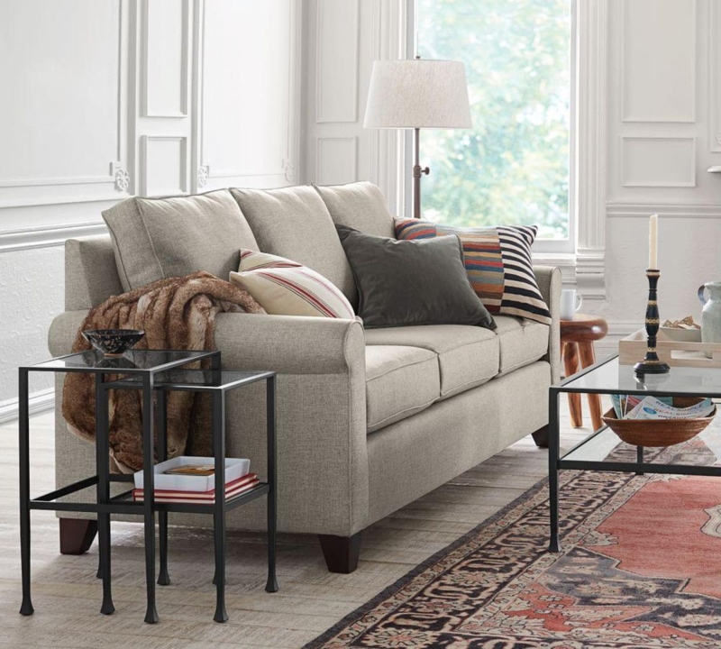 Cozy Oatmeal Sofa in Elegant Living Room Design