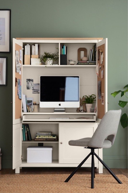 Cream Malvern Oak Effect Hideaway Desk with Storage