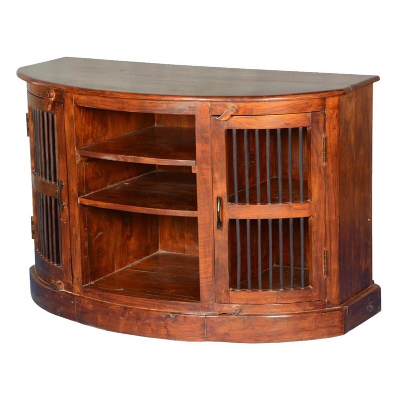 Curved Solid Wood Half Moon TV Cabinet
