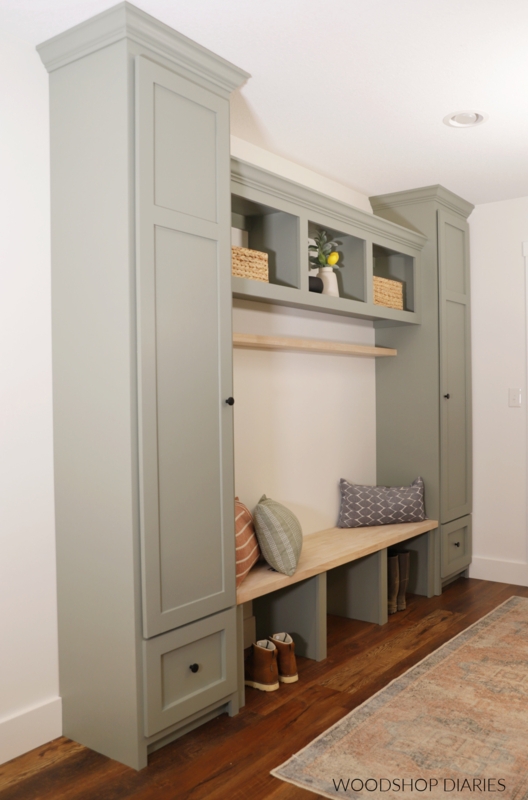 Custom DIY Built-In Mudroom Cabinets with Seating