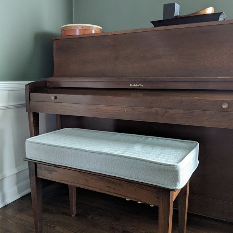 Custom Piano Bench Cushion Cover in Light Fabric
