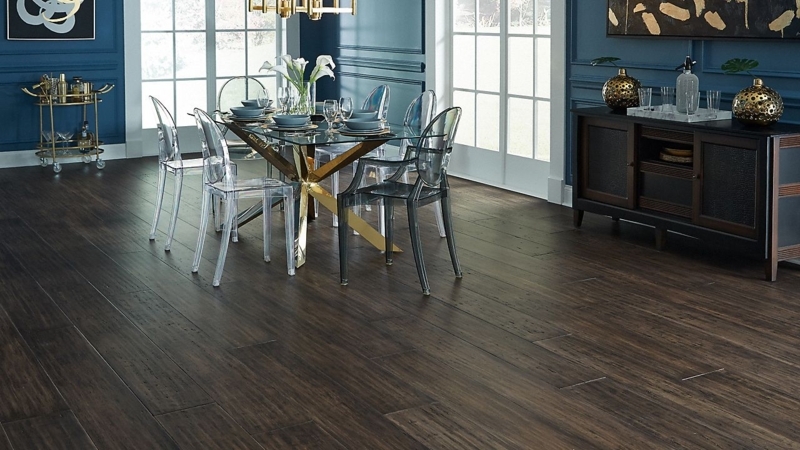 Dark Bamboo Flooring in Elegant Dining Room