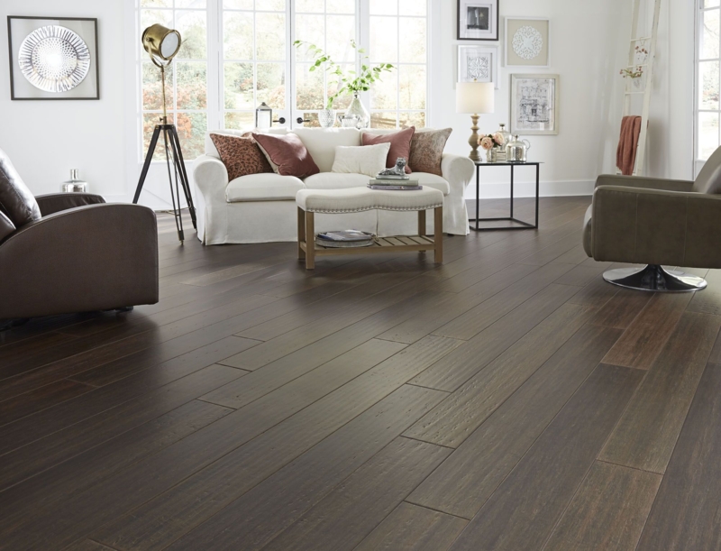 Dark Engineered Bamboo Flooring in Modern Living Room