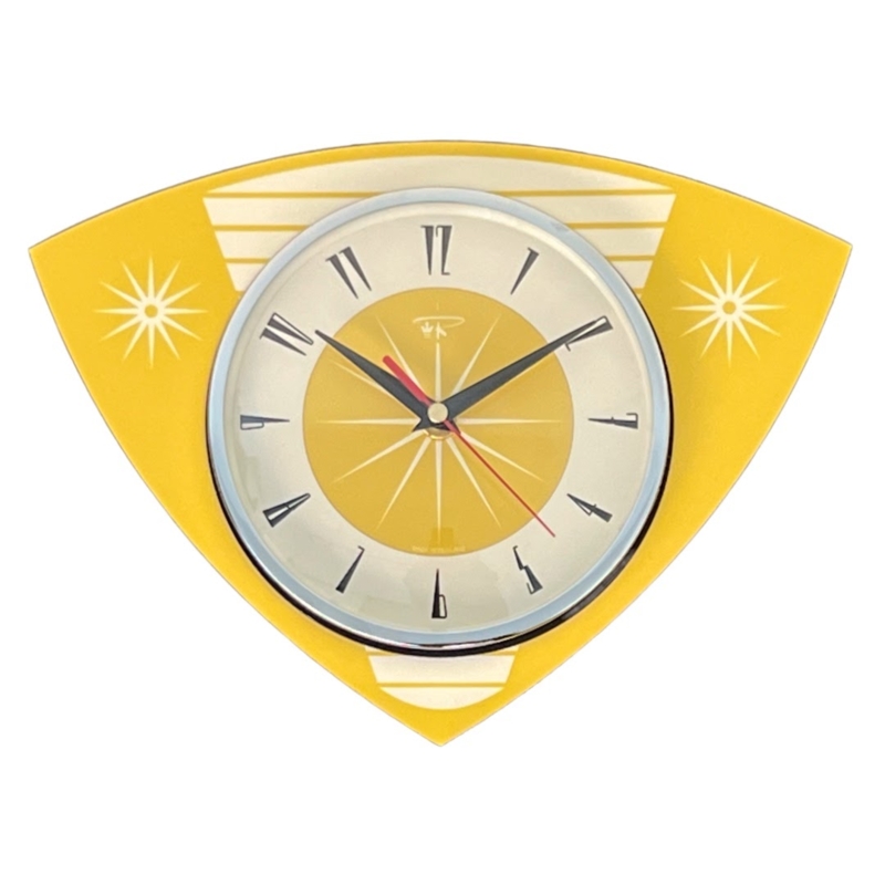 David Breese Mid Century Modern Yellow Wall Clock