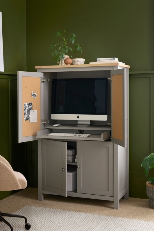 Dove Grey Malvern Oak Effect Compact Hideaway Desk