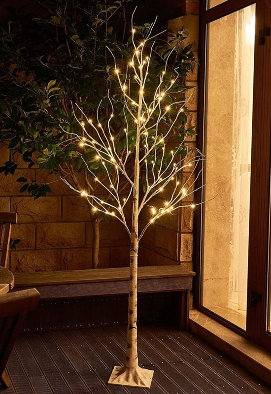 EAMBRITE 6FT 88LT Warm White LED Winter Birch Tree Light