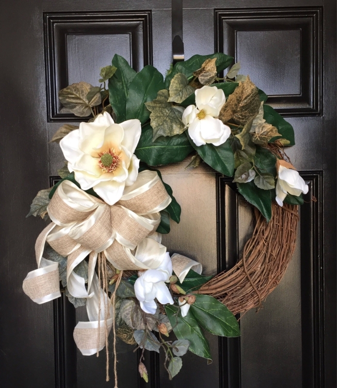 Elegant Fall Magnolia Wreath for Front Door Decor