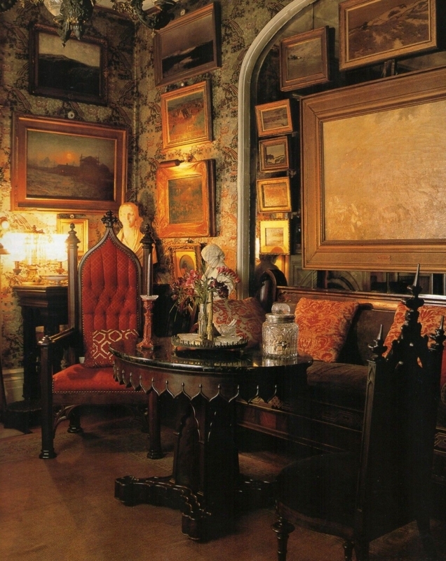 Elegant Gothic Revival Parlor with Antique Furnishings