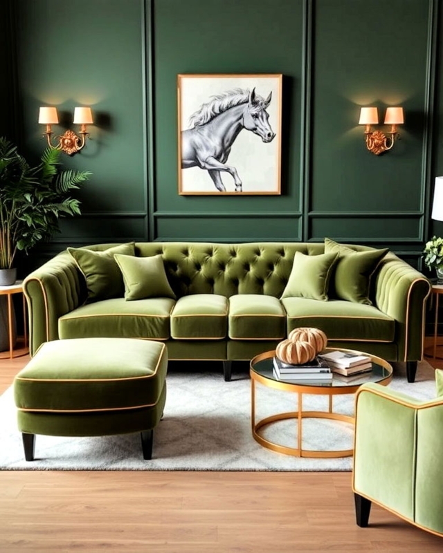 Elegant Green and Gold Living Room Design