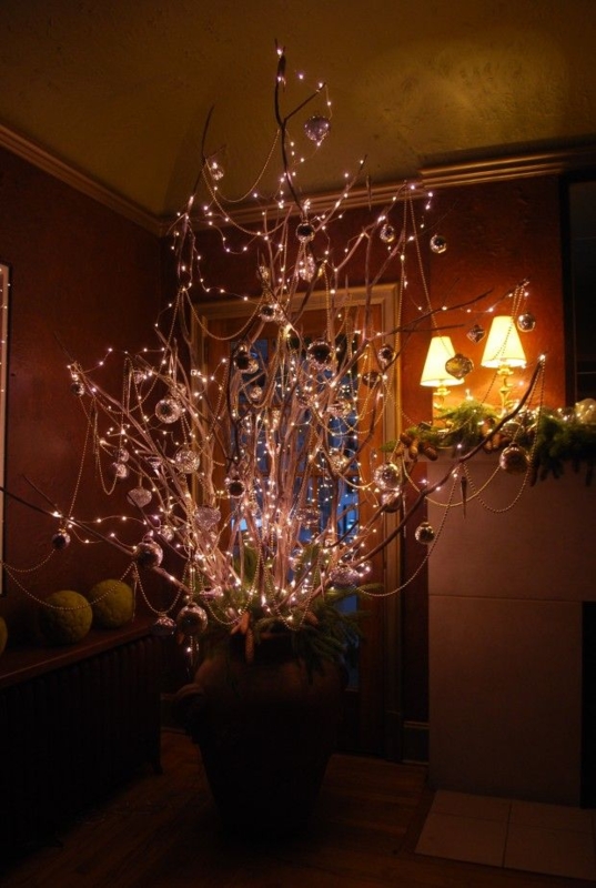 Elegant Indoor Christmas Branch Decoration with Lights