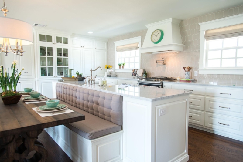 Elegant Kitchen Island with Built-in Dining Bench
