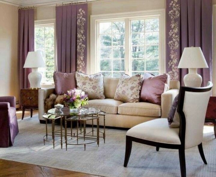 Elegant Mauve Living Room with Floral Accents