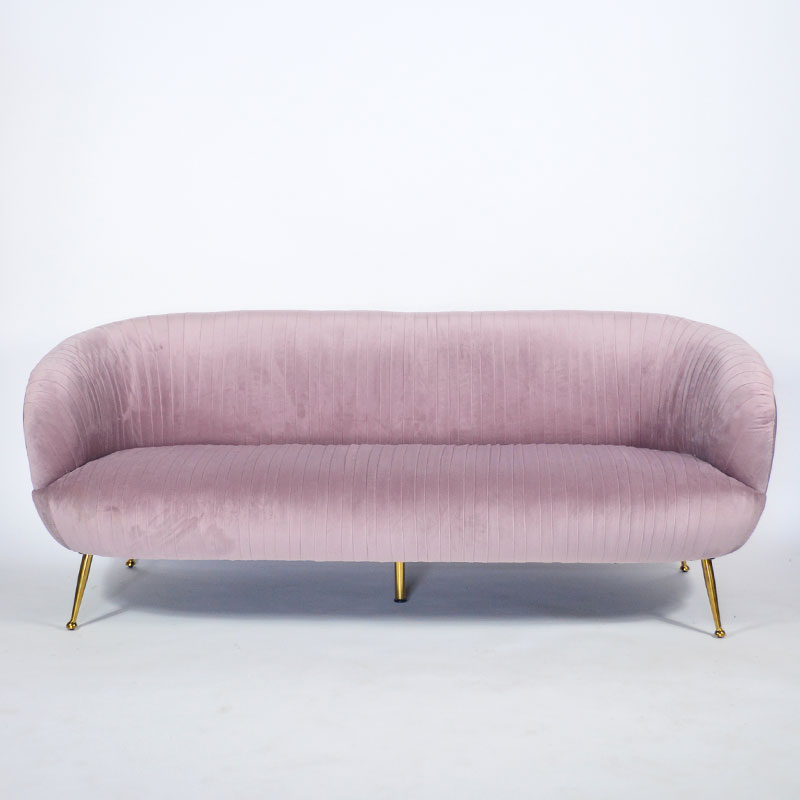 Elegant Mauve Velvet Sofa with Gold Legs