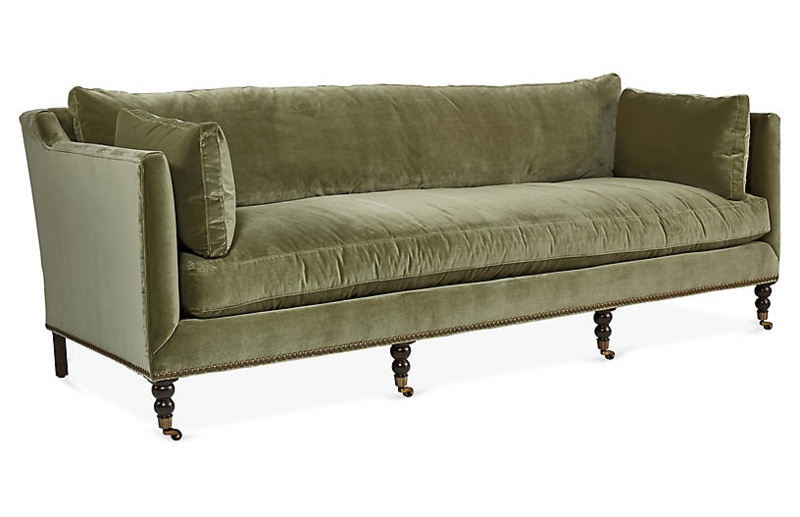 Elegant Moss Green Velvet Madeline Sofa Design