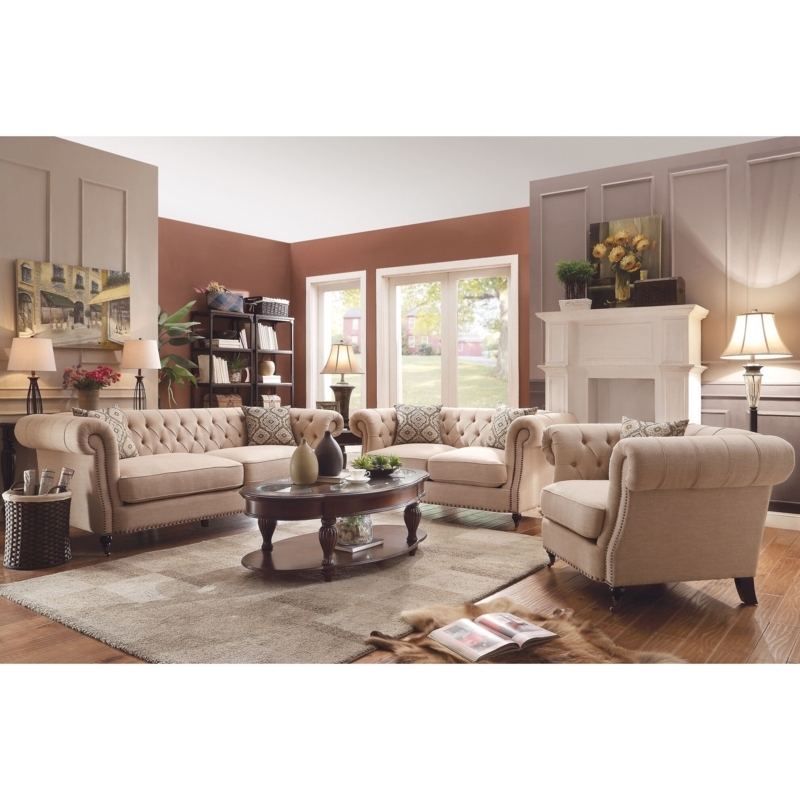 Elegant Oatmeal Colored Couch Living Room Design