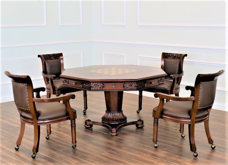 Elegant Octagonal Poker Dining Room Table Set