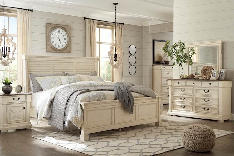Elegant Off White Bedroom Furniture Set with Rustic Charm