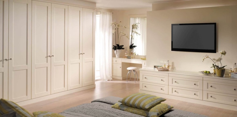 Elegant Off-White Bedroom with Built-In Storage