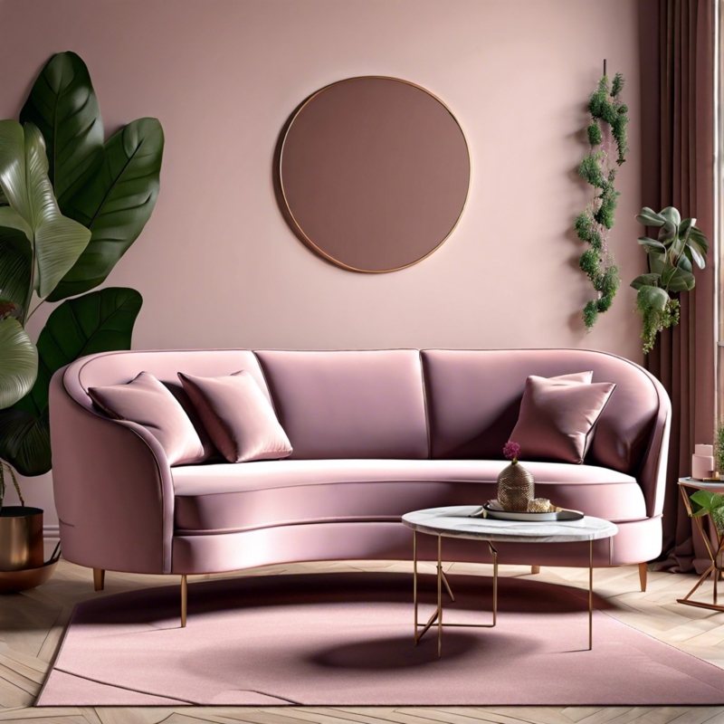Elegant Pink Velvet Sofa with Modern Decor
