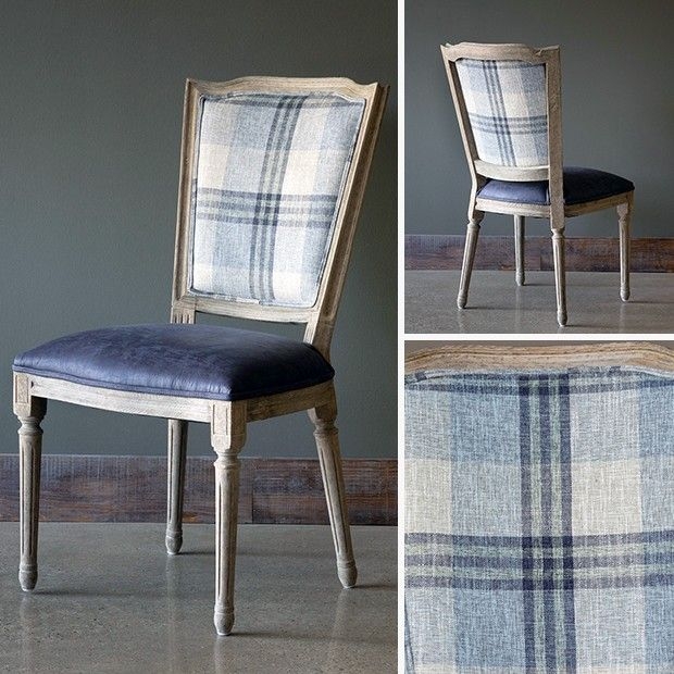 Elegant Plaid Upholstered Back Dining Chair